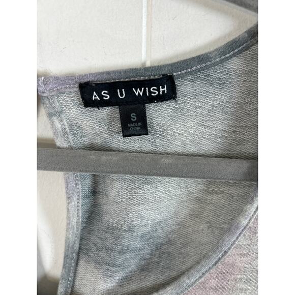 AS U WISH Women’s Gray Tie Dye Scoop Neck Long Sleeve Drawstring Casual Jumpsuit - Picture 4 of 5